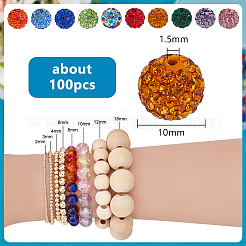 10mm disco ball ton perlen mischfarben pflastern strass spacer runde perlen&nbsp;RB-PH0003-10mm-M