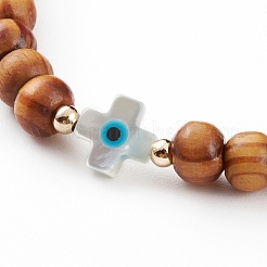 Bracelets extensibles en perles de bois naturel&nbsp;BJEW-JB05848-02