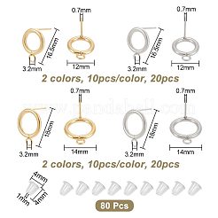 40 stücke 4 stil 304 edelstahl kreis ring stud ohrring Zubehörse&nbsp;STAS-UN0047-07