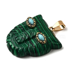 Pendentifs en malachite synthétique et turquoise synthétique&nbsp;G-Z090-02G-08