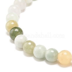 Bracelet extensible en perles rondes en jadéite naturelle&nbsp;BJEW-JB07572-01