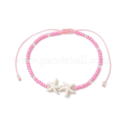 Bracelets tressés en turquoise synthétique et perles de verre&nbsp;BJEW-MZ00314