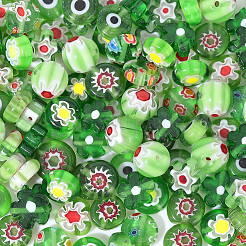 160 pz. 8 stili di perline di vetro millefiori e malocchio fatte a mano&nbsp;LAMP-PA0001-74