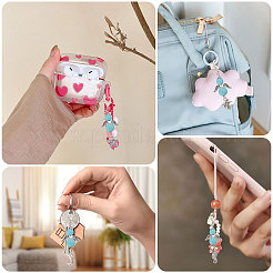 32 pièce 8 styles de perles turquoise synthétiques et pendentifs décoratifs en alliage d'animaux marins&nbsp;HJEW-CA00068