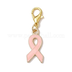 Anhänger aus Emaille in Form eines rosa Bewusstseinsbands&nbsp;HJEW-JM02287