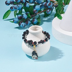 Braccialetti di fascino dello smalto della lega di Halloween di stile 2pcs 2 con la croce del cranio&nbsp;BJEW-JB08006