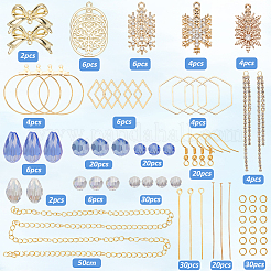 Schneeflocken-Ohrhänger-Set aus Legierung und Glas&nbsp;DIY-SC0026-98