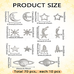 70 Stück 7 Stile Zinklegierungs-Cabochons&nbsp;FIND-LP0003-32P