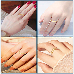 1 Stück Edelstahl-Chevron-Ring mit blauem Zirkon für Damen – eleganter Schmuck&nbsp;RJEW-LP0001-15B