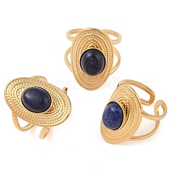 Anillos ovalados de lapislázuli natural&nbsp;RJEW-Z057-14G-07
