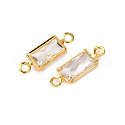 Breloques de connecteur en zircone cubique transparente pavée de laiton&nbsp;KK-Z121-06G-07