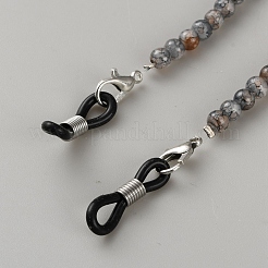 Umhängeband aus runden Perlenketten aus Crackle-Glas für Brillen&nbsp;AJEW-WH20006-245A