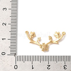 Fleur de zircone cubique transparente pavée en laiton avec breloques de connecteur de liens en corne de cerf&nbsp;KK-M294-10G