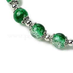 Braccialetti elastici con perline di vetro craquelé rotonde&nbsp;BJEW-JB11456-03