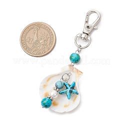 Decorazioni pendenti con conchiglie di capesante naturali e stelle marine turchesi sintetiche&nbsp;HJEW-JM03641-01