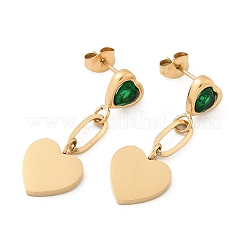 Orecchini a bottone in acciaio inossidabile 304 con zirconi cubici&nbsp;EJEW-M070-20G-02