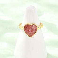 Fingerringe aus natürlichem Erdbeerquarz mit Messingverschlüssen&nbsp;G-H353-03G-05