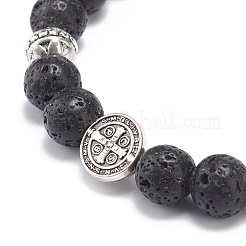 Set di braccialetti elasticizzati in pietra lavica naturale da 3 pz e 3 stili&nbsp;BJEW-JB08692