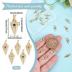 20pcs pendentifs en laiton micro pavé de zircone cubique&nbsp;KK-GO0002-10