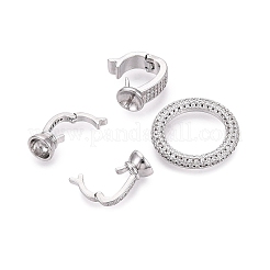 Fermoirs repliables en laiton micro pave zircone cubique transparente&nbsp;KK-Q074-19P