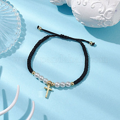 Braccialetti regolabili con perline intrecciate in plastica ABS rotonda da 6 mm&nbsp;BJEW-JB10620