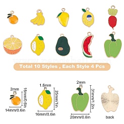 40 pièces 10 pendentifs en émail en alliage plaqué or clair de style&nbsp;ENAM-SC0001-89KCG