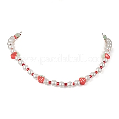 Set di collane con perline di perle acriliche e semi di vetro da 3 pezzo in 3 stili di frutta e argilla polimerica&nbsp;NJEW-JN04582