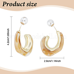 4 paire de boucles d'oreilles à tige en forme de C en plastique et résine de 4 couleurs avec 925 épingles en argent sterling&nbsp;EJEW-AN0003-11