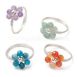 Natürlicher Apatit & Amethyst & grüner Aventurin & Karneol Fingerring&nbsp;RJEW-TA00164