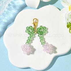 3 pz pendenti decorativi in cristallo austriaco imitazione vetro ciliegia&nbsp;HJEW-JM04058