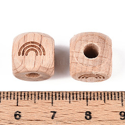 Perles de bois de hêtre gravées&nbsp;WOOD-N015-08E