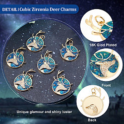6pcs pendentifs en laiton micro pavé de zircone cubique placage en rack&nbsp;KK-BBC0003-16