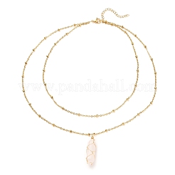 Juego de collares con colgante de piedras preciosas naturales de bala para niñas y mujeres&nbsp;NJEW-JN03670
