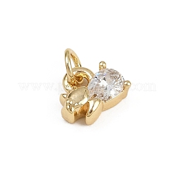 Dijes de elefante de latón con micropavé de circonitas cúbicas&nbsp;KK-D409-41G-A