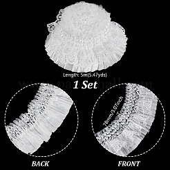 Nastro di pizzo plissettato a doppio strato in poliestere&nbsp;OCOR-WH0036-92B