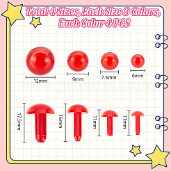 48 Stück 12 Farben Kunststoff-Puppenauge&nbsp;DIY-GA0002-89