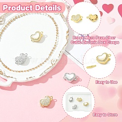 4 Stück 4 Stil Messing Micro Pave klare Zirkonia Box Verschlüsse&nbsp;KK-CJ0003-35
