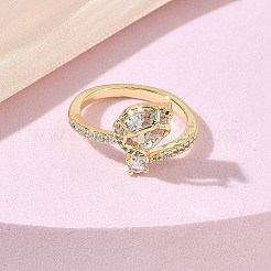 Messing Micro Pave Zirkonia Manschette offene Ringe&nbsp;CU-CBAEC29-08G