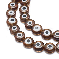 Handmade bösen Blick lampwork flache runde Perle Stränge&nbsp;LAMP-L058-12mm-13