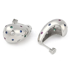 Ohrstecker aus Messing in Tropfenform mit Pavé-Verzierung und Zirkonia für Damen&nbsp;EJEW-Z059-06P