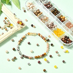 DIY-Kits zur Herstellung von Stretch-Armbändern aus runden Perlen aus natürlichem Edelstein&nbsp;DIY-YW0011-52
