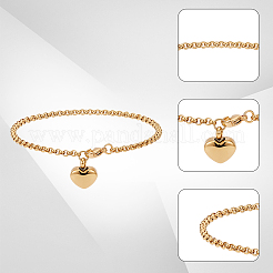 2 bracciale con ciondolo a forma di cuore in acciaio inossidabile antiossidante&nbsp;BJEW-CN0001-23G