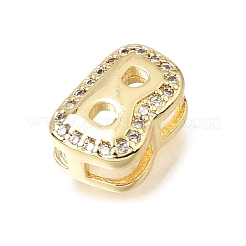 Barre distanziatrici iniziali in ottone con micro pavé di zirconi cubici trasparenti&nbsp;KK-E802-34G-B