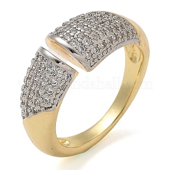 Manschettenfingerringe aus Messing mit Mikropflaster und klarem Zirkonia für Damen&nbsp;RJEW-B112-06GP