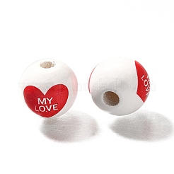 Elemento del día de San Valentín con cuentas de madera impresas&nbsp;WOOD-R002-01-35