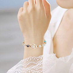 4 stücke 4 stil natürliche blume amazonit runde perlen geflochtene perlen armbänder sets&nbsp;BJEW-SC0001-51