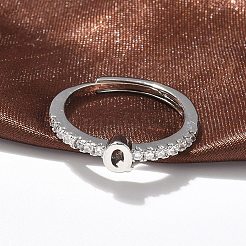 S925 verstellbare Buchstabenringe aus Sterlingsilber für Damen&nbsp;RJEW-M068-01P-Q