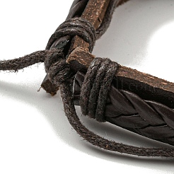Verstellbare Armbänder aus PU-Leder und gewachster geflochtener Kordel&nbsp;BJEW-F468-17