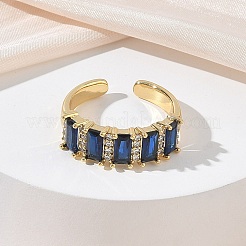 Offene Manschettenringe aus Messing mit Mikropavé und Zirkonia für Damen&nbsp;RJEW-L343-16G