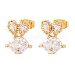 Orecchini a bottone in ottone con pavé di zirconi cubici&nbsp;KK-CBA8EB2-13G